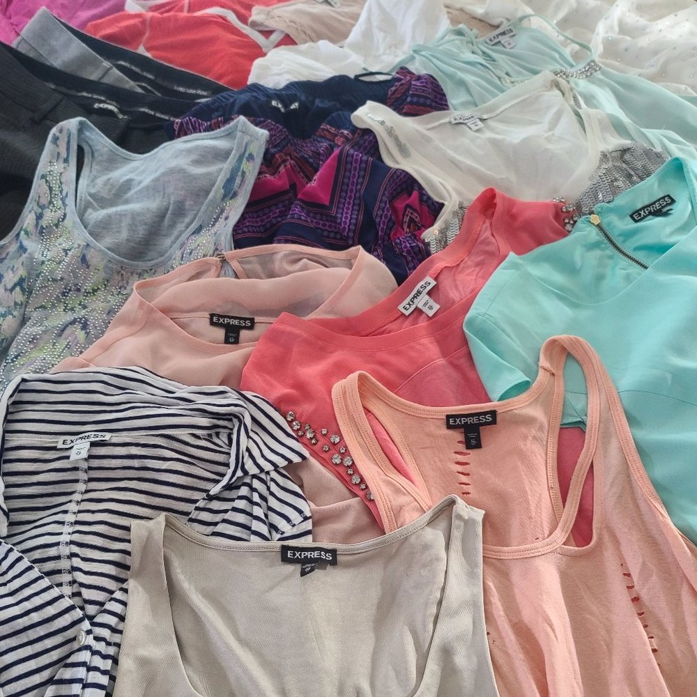 *18 PIECES* - EXPRESS Clothing XS/S Lot - Full Wardrobe - Pants, Shirts, Dresses